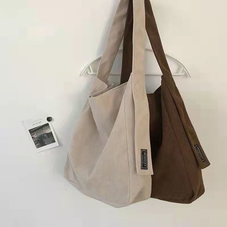 Autumn and Winter New Canvas Bag Vintage Corduroy Single Shoulder Bag Large Capacity Student Class Bag Versatile Messenger Bag
